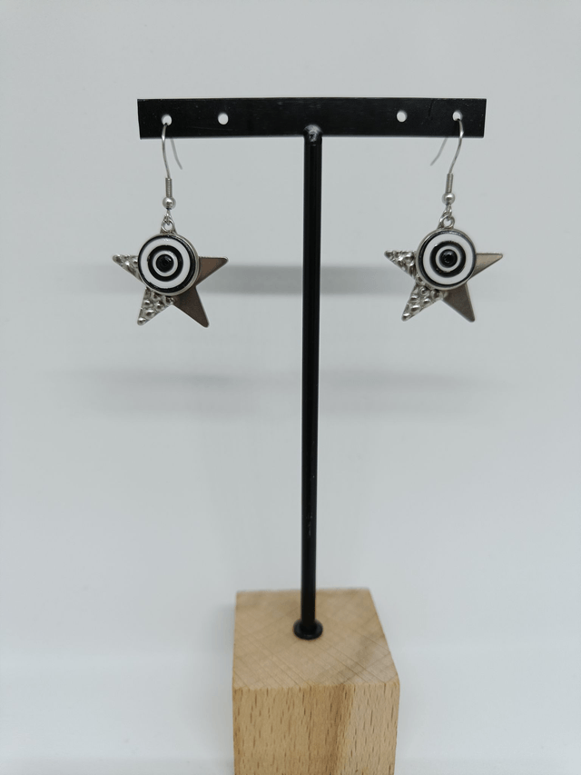 Boucles d'oreilles Etoiles noires et blanches