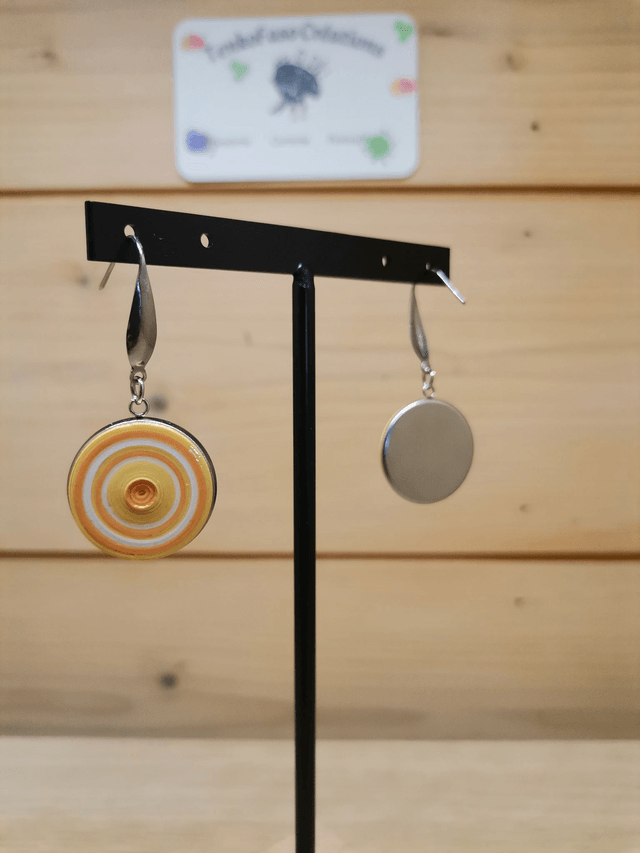 Boucles d'oreilles "Pépite" en acier inoxydable et papier quilling