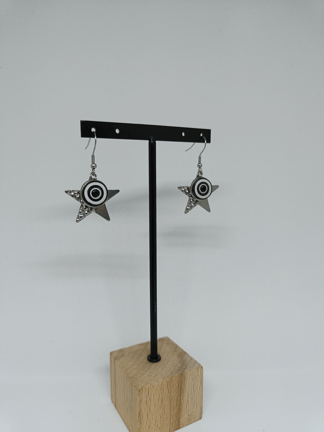 Boucles d'oreilles Etoiles noires et blanches